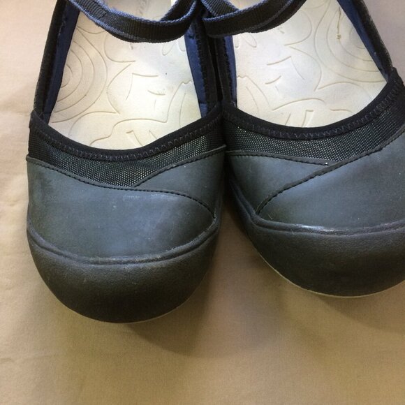 Eddie Bauer Shoes Flats MaryJane Leather Sandals Cut Outs Dark Gray Size 9 ½ - Picture 5 of 7